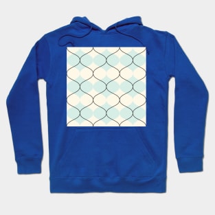 Retro geometric 70s blue black waves Hoodie